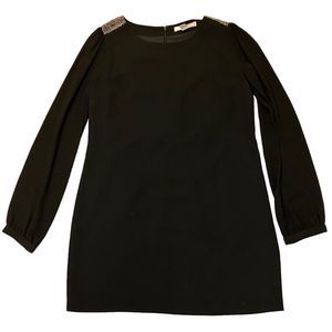Beaded Shoulder Chiffon Sleeve Black Dressy Lined Holiday Tunic Forever 21 Sz L